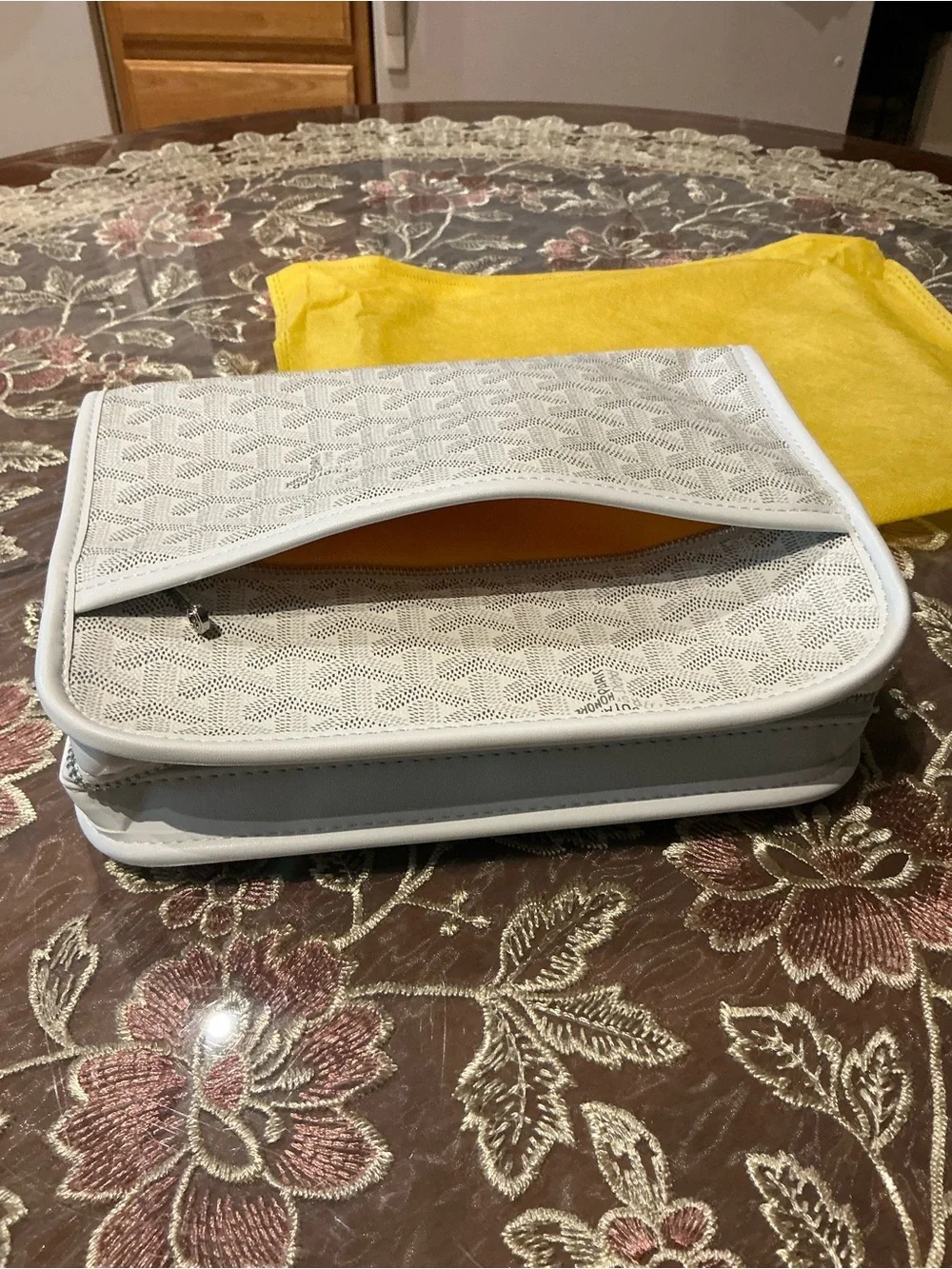 Goyard White Chevron Messenger Bag